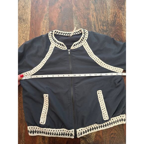 Free People Baseball Bomber Crochet Boho Jacket - Picture 8 of 9